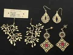 リーフ　透かし模様ピアスセット