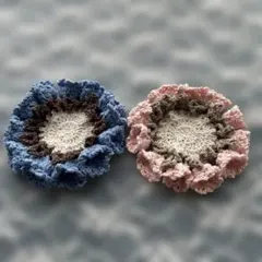 かぎ針編み 花モチーフ コースター2個セット