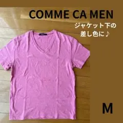 【USED】COMME CA MEN ピンク Vネック Tシャツ メンズ
