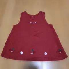 美品　80cm　ELLE 赤色 ワンピース　チュニック　 花刺繍のサムネイル