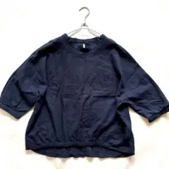 【美品】Oggi 麻綿 ブラウス　ゆるシルエット ダークネイビー 40