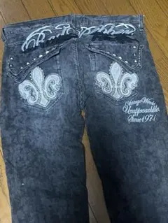 RED PEPPER デニムパンツ スタッズ 刺繍 ブラック - メルカリ