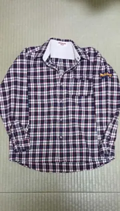 【美品】ミキハウス 長袖チェックシャツ Sサイズ ネイビー系のサムネイル