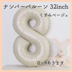 0407 ナンバーバルーン くすみベージュ ８ 数字 風船 お誕生日 飾付け