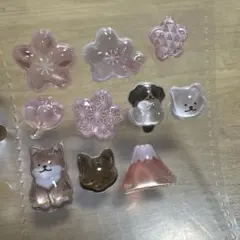 和柄 犬・桜・富士山　ボンボンドロップシール