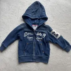 ダブルB フード付きパーカー デニムブルー