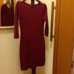 Laura Ashley バーガンディ 長袖ワンピース