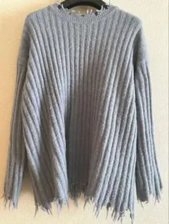 select MOCA ダメージデザインリブニット ラウンドネック 切りっぱなし