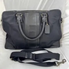 【極美品】コーチ ビジネスバック レザー ナイロンA4 PC可 黒　ショルダー