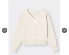 GU アイボリー Vネック ボタン付きカーディガン Mサイズ