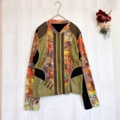 【希少】美品✨️カーディガン ジャケット 羽織り異素材 アートプリント