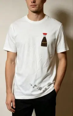 【希少/UT】ユニクロ × キッコーマン コラボTシャツ [L] 醤油 刺繍 白のサムネイル