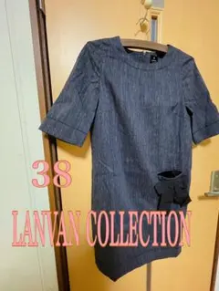 LANVIN COLLECTION 半袖ワンピース 38リボン装飾 膝丈のサムネイル