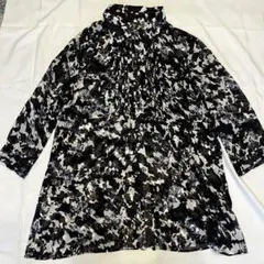 00's vintage 長袖シャツ ブラック/ホワイト　モノトーン総柄