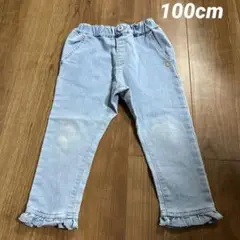 アプレレクール フリル裾 デニム 小花 100cm