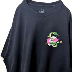 a.lab ヘビ スカル ロゴ Tシャツ ブラック 黒 XL 古着