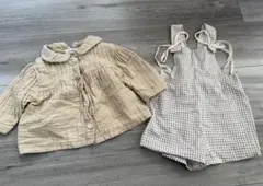 韓国子供服 アンシャーリー ギンガムチェックオーバーオール valubebe