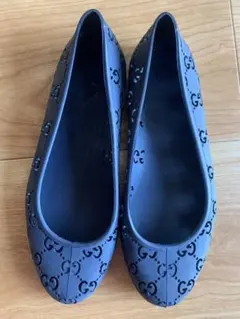 グッチ GUCCI★ラバーフラットシューズ★ネイビーグレー★36★23㎝