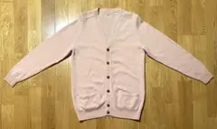 UNIQLO Vネックカーディガン Lサイズ ピンク ウール100% 中古品