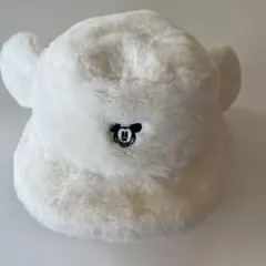 ミッキーマウス 耳付きバケットハット ホワイト　ファー　ファンキャップ