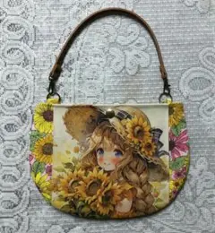 可愛い女の子パネル♡ハンドメイドバッグ♡ ハンドメイド❣️可愛い女の子♡猫ちゃんパネル❣️ミニトート