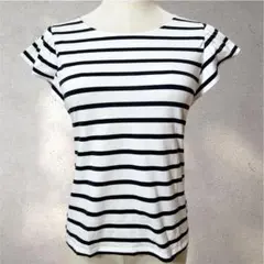 【極美品✨クリアインプレッション】サイズ2/カットソー/ボーダー柄/白/半袖