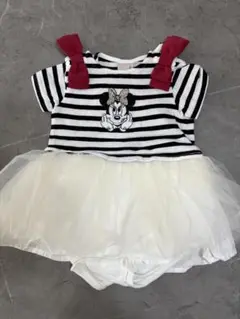 【petit main】【Disney】ボーダーロンパース　70cm　アイボリー