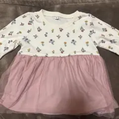 花柄チュニック ピンクチュール付き