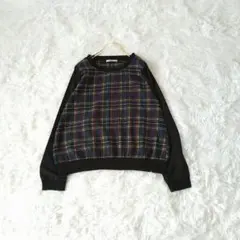 OLIVE des OLIVEチェック長袖トップス 異素材ドッキングカットソーMのサムネイル