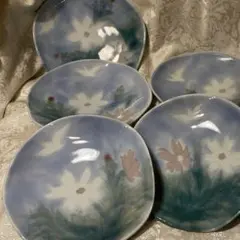 萩焼ペアソン花柄陶器皿 5枚セット - メルカリ