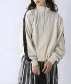JEANASIS ベロアラインハーフジップ