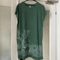 graniph グリーン 半袖ワンピース