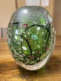 【未使用】黒木国昭　花器　桜流し　桜雨　金彩銀彩　クリスタル　花瓶　置物 美品 黒木国昭 花器 桜流し 桜雨 金彩銀彩 クリスタル 花瓶 置物