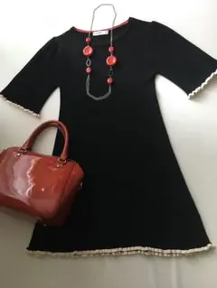 ZARA リブ フリル ニット ワンピース S