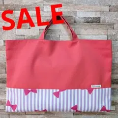 ハンドメイド　レッスンバック　図書バック　サブバッグ　手提げ　リボン　ピンク