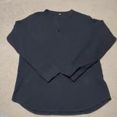 ブラック　L old uniqlo ヘンリーネック　サーマル　ロンT y2k