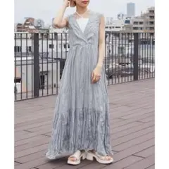 【新品/タグ付き】ダブルクローゼット しわ加工バックリボンカシュクールワンピース