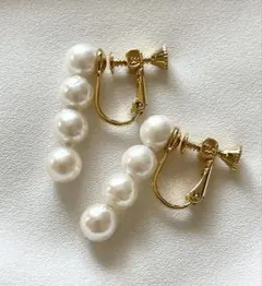 あこや真珠 4連 イヤリング パール 本真珠 上品 きれいめ