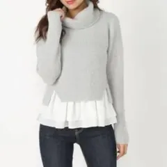 ✅美品〔リエンダ〕タートルニット コンビトップス レイヤードトップス