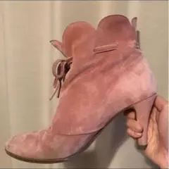 Michel Perry スカラップ スエード ショートブーツ ピンクのサムネイル