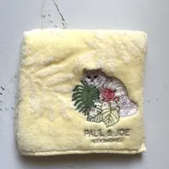 PAUL & JOE ハンカチ 猫刺繍 花柄 パステルイエロー タオルハンカチ