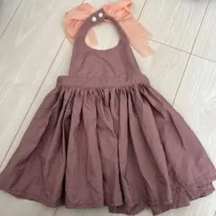 MARLMARL フリル付きピンクエプロン ベビースタイ　くすみピンク　お食い初