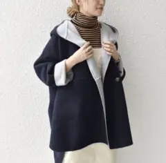 SHIPS anyシップスエニィ リバー フーデット ミディ コート ベージュ毛