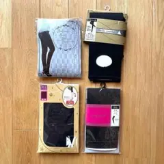 新品未使用 レギンス トレンカ 4点セット M～Lサイズ 黒 ラメ入り