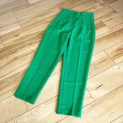 ZARA ザラ　グリーン ハイウエスト テーパード　センタープレス