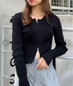 INGNI ダブルジップ ニット カーディガン