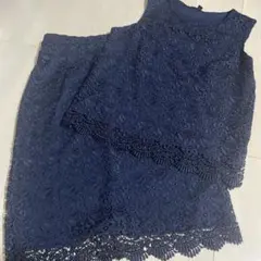 ユニクロ　UNIQLO ネイビー レース スカートセットアップ