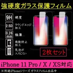 【残3枚】iPhone 11Pro /X /XS 強硬度ガラス保護フィルム 2枚