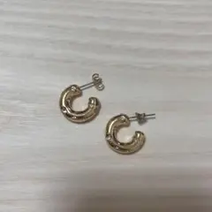 ジルコニアフープスタッドピアス ゴールド