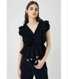 moussy マウジー　SHOULDER FRILL ブラウス ブラックのサムネイル